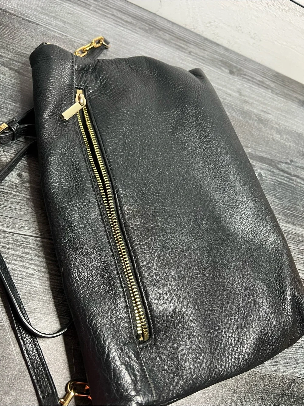 Tory Burch Black Leather Fold-Over Crossbody